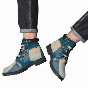 Men Deep Blue Mid Top Boots