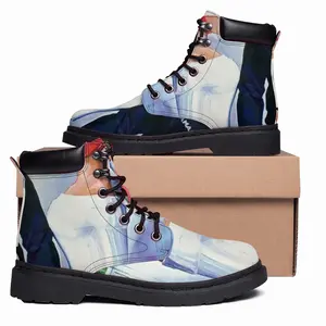 Men Drama - Pink White Office Art Mid Top Boots