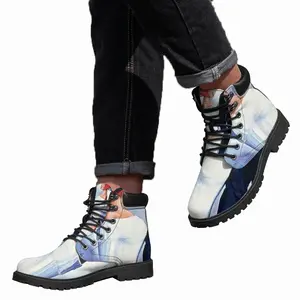 Men Drama - Pink White Office Art Mid Top Boots