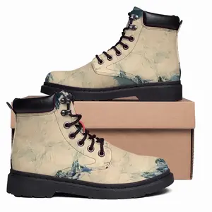 Men White Bouquet Mid Top Boots