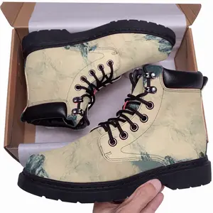 Men White Bouquet Mid Top Boots