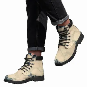 Men White Bouquet Mid Top Boots