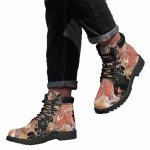 Men Black Lace Mid Top Boots