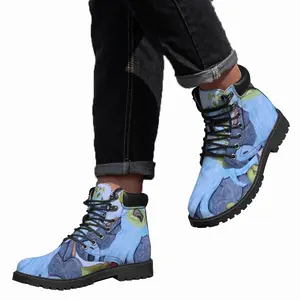 Men Baby Blue Beard Wizard Mid Top Boots