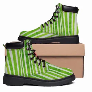 Men Green Lines Mid Top Boots