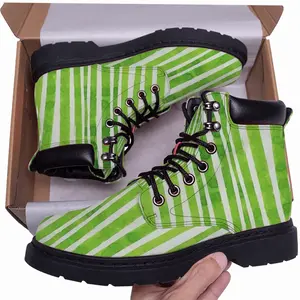 Men Green Lines Mid Top Boots