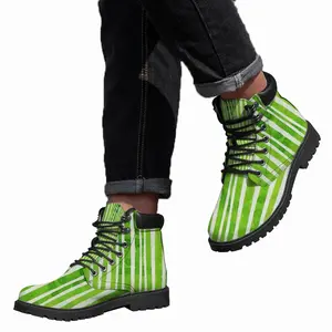 Men Green Lines Mid Top Boots