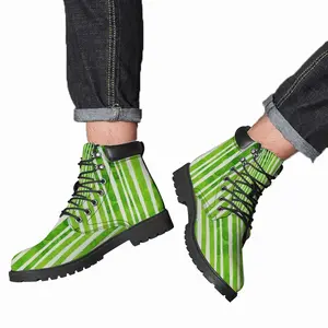 Men Green Lines Mid Top Boots