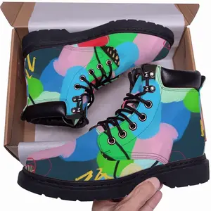 Men Cerulean Skies And Coral Heart Mid Top Boots