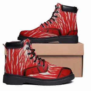 Men Red Trees Mid Top Boots