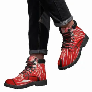 Men Red Trees Mid Top Boots