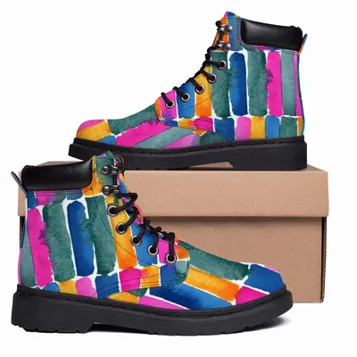 Men Watercolor Pink Blue Extra Large Mid Top Boots