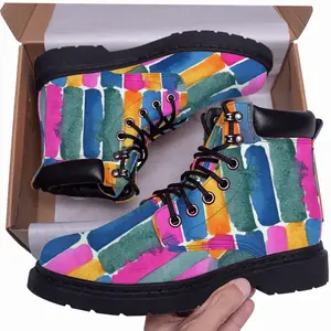 Men Watercolor Pink Blue Extra Large Mid Top Boots