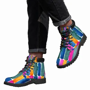 Men Watercolor Pink Blue Extra Large Mid Top Boots