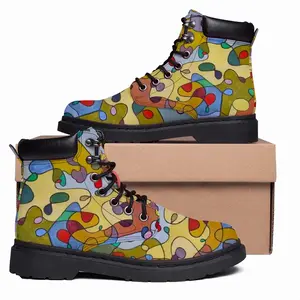 Men Colour Pattern Mid Top Boots