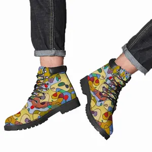 Men Colour Pattern Mid Top Boots