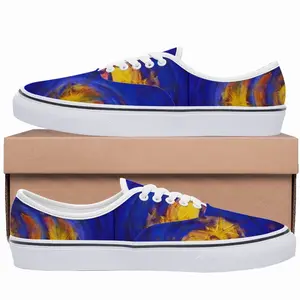 Men Centrifugal Blue Circles Attached Yellow Low Top Shoes (Foam)