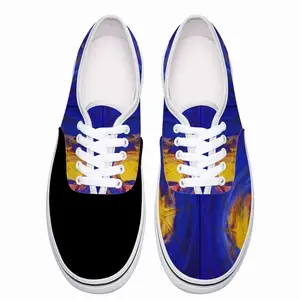 Men Centrifugal Blue Circles Attached Yellow Low Top Shoes (Foam)