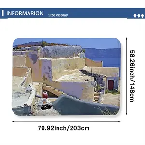 Santorini House And Cliffs In Oia Flannel Mats Carpet (1.48mx2.03m)