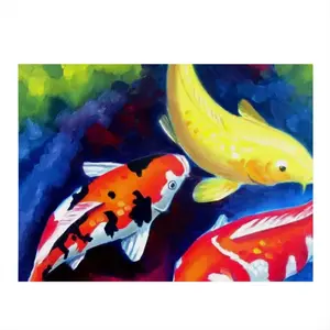 Koi Fish In The Pond Kitchen Drying Pad (Rectangular)