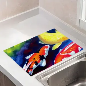 Koi Fish In The Pond Kitchen Drying Pad (Rectangular)