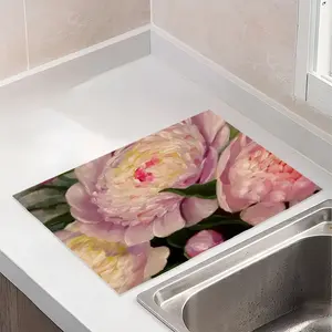 Peonies Kitchen Drying Pad (Rectangular)