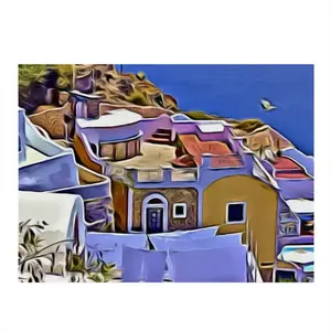 Santorini Oia Sea View Kitchen Drying Pad (Rectangular)