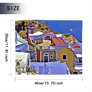 Santorini Oia Sea View Kitchen Drying Pad (Rectangular)