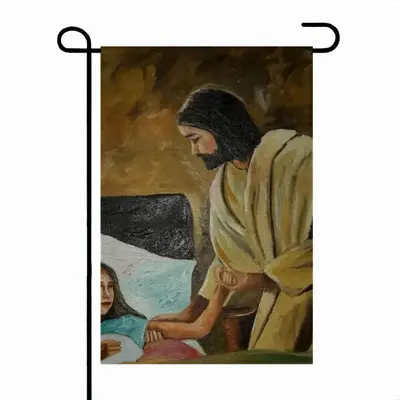 Jesus Heals Linen Garden Flag (Multi-Size)