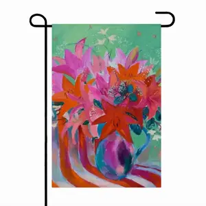 Lilies In A Vase Linen Garden Flag (Multi-Size)