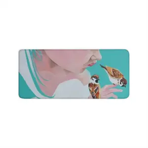 Girl With Sparrows -Diptych Keyboard Mouse Pad (Multi-Size)