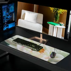 White Peony Keyboard Mouse Pad (Multi-Size)