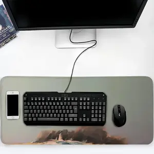 Green Lagoon With One Boat Keyboard Mouse Pad (Multi-Size)