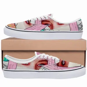 Men Barbie - Girl Women Fashion Pink Donate Flowers Collage Low Top Shoes (Foam)