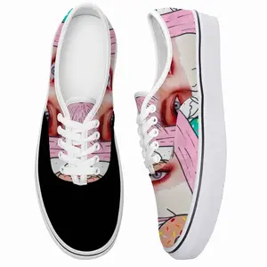 Men Barbie - Girl Women Fashion Pink Donate Flowers Collage Low Top Shoes (Foam)