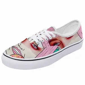 Men Barbie - Girl Women Fashion Pink Donate Flowers Collage Low Top Shoes (Foam)