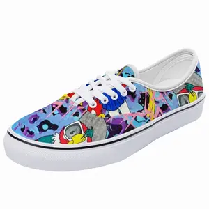 Men Goodbye My Love - Pop Art Cartoon Universal Peace Calligraphy Pink Low Top Shoes (Foam)